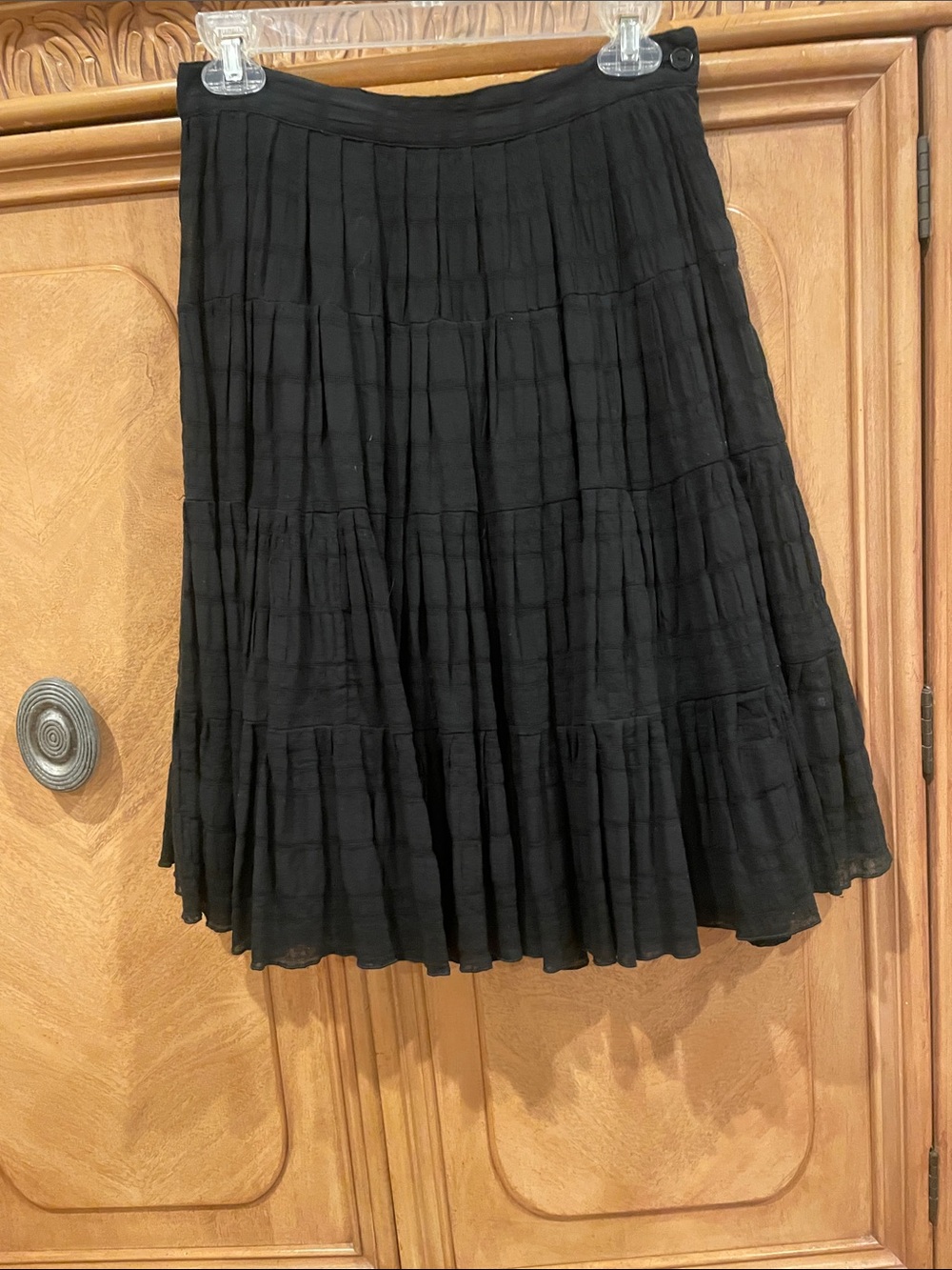 Moschino Black Pleated Tiered Midi Skirt
